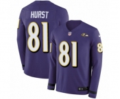 Youth Nike Baltimore Ravens #81 Hayden Hurst Limited Purple Therma Long Sleeve NFL Jersey