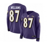 Youth Nike Baltimore Ravens #87 Maxx Williams Limited Purple Therma Long Sleeve NFL Jersey