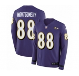 Youth Nike Baltimore Ravens #88 Ty Montgomery Limited Purple Therma Long Sleeve NFL Jersey