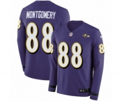 Youth Nike Baltimore Ravens #88 Ty Montgomery Limited Purple Therma Long Sleeve NFL Jersey
