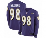 Youth Nike Baltimore Ravens #98 Brandon Williams Limited Purple Therma Long Sleeve NFL Jersey