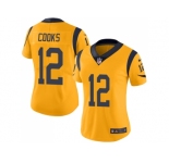 Women Nike Los Angeles Rams #12 Brandin Cooks Gold Stitched NFL Limited Rush Jersey