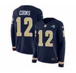 Women Nike Los Angeles Rams #12 Brandin Cooks Limited Navy Blue Therma Long Sleeve NFL Jersey