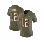 Women Nike Los Angeles Rams #12 Brandin Cooks Olive Gold Stitched NFL Limited 2017 Salute to Service Jersey