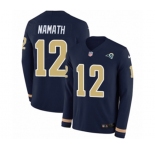 Women Nike Los Angeles Rams #12 Joe Namath Limited Navy Blue Therma Long Sleeve NFL Jersey