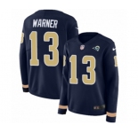 Women Nike Los Angeles Rams #13 Kurt Warner Limited Navy Blue Therma Long Sleeve NFL Jersey