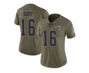 Women Nike Los Angeles Rams #16 Jared Goff Olive Stitched NFL Limited 2017 Salute to Service Jersey