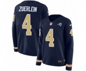 Women Nike Los Angeles Rams #4 Greg Zuerlein Limited Navy Blue Therma Long Sleeve NFL Jersey
