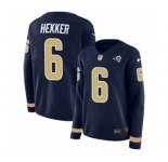 Women Nike Los Angeles Rams #6 Johnny Hekker Limited Navy Blue Therma Long Sleeve NFL Jersey