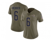 Women Nike Los Angeles Rams #6 Johnny Hekker Olive Stitched NFL Limited 2017 Salute to Service Jersey