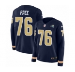 Women Nike Los Angeles Rams #76 Orlando Pace Limited Navy Blue Therma Long Sleeve NFL Jersey