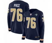 Women Nike Los Angeles Rams #76 Orlando Pace Limited Navy Blue Therma Long Sleeve NFL Jersey