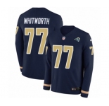 Women Nike Los Angeles Rams #77 Andrew Whitworth Limited Navy Blue Therma Long Sleeve NFL Jersey