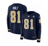 Women Nike Los Angeles Rams #81 Torry Holt Limited Navy Blue Therma Long Sleeve NFL Jersey