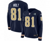 Women Nike Los Angeles Rams #81 Torry Holt Limited Navy Blue Therma Long Sleeve NFL Jersey