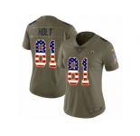 Women Nike Los Angeles Rams #81 Torry Holt Limited Oliv USA Flag 2017 Salute to Service NFL Jersey