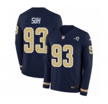 Women Nike Los Angeles Rams #93 Ndamukong Suh Limited Navy Blue Therma Long Sleeve NFL Jersey