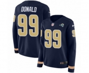 Women Nike Los Angeles Rams #99 Aaron Donald Limited Navy Blue Therma Long Sleeve NFL Jersey