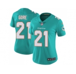 Women Nike Miami Dolphins #21 Frank Gore Aqua Green Team Color Stitched NFL Vapor Untouchable Limited Jersey