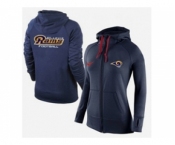 Women Nike St.Louis Rams Full-Zip Performance Hoodie Dark Blue