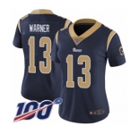 Women's Los Angeles Rams #13 Kurt Warner Navy Blue Team Color Vapor Untouchable Limited Player 100th Season Football Jersey