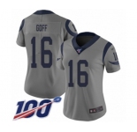 Women's Los Angeles Rams #16 Jared Goff Limited Gray Inverted Legend 100th Season Football Jersey