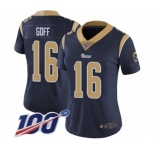 Women's Los Angeles Rams #16 Jared Goff Navy Blue Team Color Vapor Untouchable Limited Player 100th Season Football Jersey