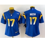 Women's Los Angeles Rams #17 Puka Nacua 2022 Blue Vapor Limited Stitched Jersey