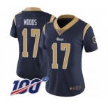 Women's Los Angeles Rams #17 Robert Woods Navy Blue Team Color Vapor Untouchable Limited Player 100th Season Football Jersey