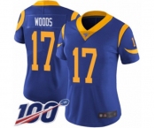 Women's Los Angeles Rams #17 Robert Woods Royal Blue Alternate Vapor Untouchable Limited Player 100th Season Football Jersey