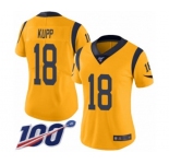Women's Los Angeles Rams #18 Cooper Kupp Limited Gold Rush Vapor Untouchable 100th Season Football Jersey