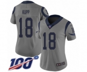 Women's Los Angeles Rams #18 Cooper Kupp Limited Gray Inverted Legend 100th Season Football Jersey