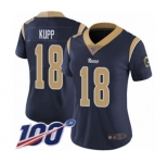Women's Los Angeles Rams #18 Cooper Kupp Navy Blue Team Color Vapor Untouchable Limited Player 100th Season Football Jersey