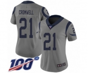 Women's Los Angeles Rams #21 Nolan Cromwell Limited Gray Inverted Legend 100th Season Football Jersey