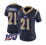 Women's Los Angeles Rams #21 Nolan Cromwell Navy Blue Team Color Vapor Untouchable Limited Player 100th Season Football Jersey