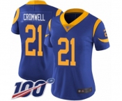 Women's Los Angeles Rams #21 Nolan Cromwell Royal Blue Alternate Vapor Untouchable Limited Player 100th Season Football Jersey