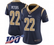 Women's Los Angeles Rams #22 Marcus Peters Navy Blue Team Color Vapor Untouchable Limited Player 100th Season Football Jersey
