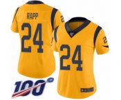 Women's Los Angeles Rams #24 Taylor Rapp Limited Gold Rush Vapor Untouchable 100th Season Football Jersey