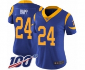 Women's Los Angeles Rams #24 Taylor Rapp Royal Blue Alternate Vapor Untouchable Limited Player 100th Season Football Jersey