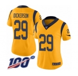 Women's Los Angeles Rams #29 Eric Dickerson Limited Gold Rush Vapor Untouchable 100th Season Football Jersey