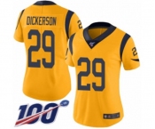 Women's Los Angeles Rams #29 Eric Dickerson Limited Gold Rush Vapor Untouchable 100th Season Football Jersey