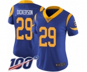 Women's Los Angeles Rams #29 Eric Dickerson Royal Blue Alternate Vapor Untouchable Limited Player 100th Season Football Jersey
