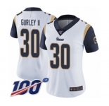 Women's Los Angeles Rams #30 Todd Gurley White Vapor Untouchable Limited Player 100th Season Football Jersey