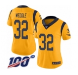 Women's Los Angeles Rams #32 Eric Weddle Limited Gold Rush Vapor Untouchable 100th Season Football Jersey
