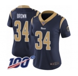 Women's Los Angeles Rams #34 Malcolm Brown Navy Blue Team Color Vapor Untouchable Limited Player 100th Season Football Jersey