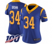Women's Los Angeles Rams #34 Malcolm Brown Royal Blue Alternate Vapor Untouchable Limited Player 100th Season Football Jersey