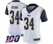 Women's Los Angeles Rams #34 Malcolm Brown White Vapor Untouchable Limited Player 100th Season Football Jersey