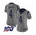 Women's Los Angeles Rams #4 Greg Zuerlein Limited Gray Inverted Legend 100th Season Football Jersey