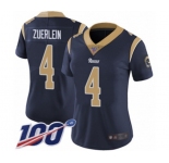 Women's Los Angeles Rams #4 Greg Zuerlein Navy Blue Team Color Vapor Untouchable Limited Player 100th Season Football Jersey