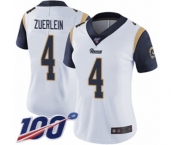Women's Los Angeles Rams #4 Greg Zuerlein White Vapor Untouchable Limited Player 100th Season Football Jersey
